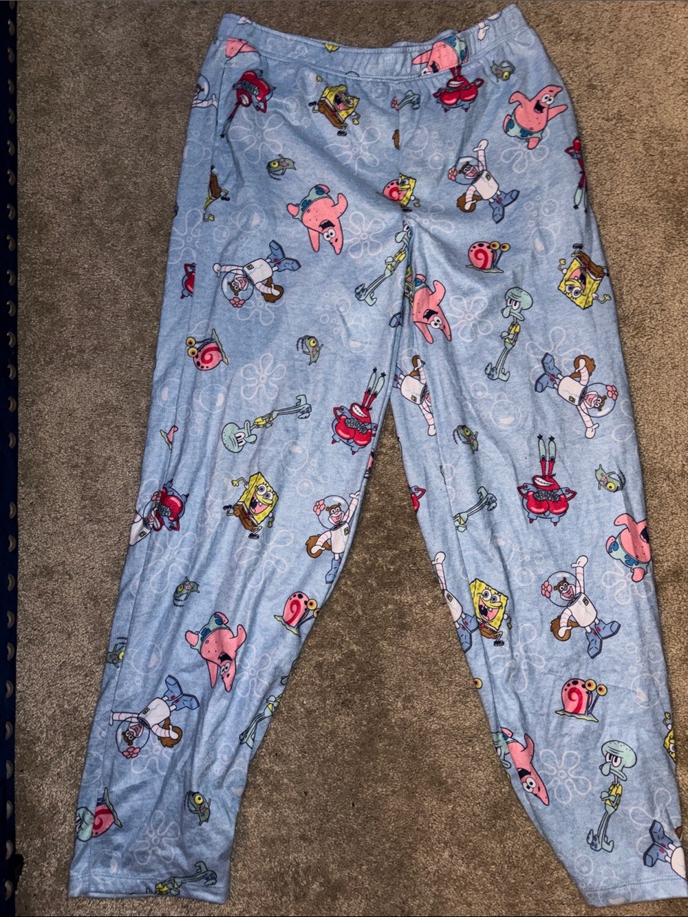 SpongeBob Squarepants Light Blue All-Over Character Jogger Pants